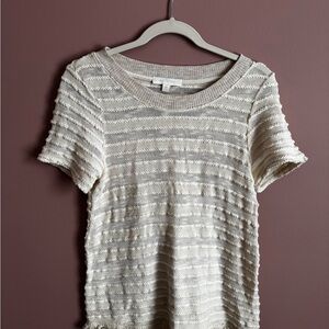 Eri + Ali Light Cream Knit Short Sleeve Top